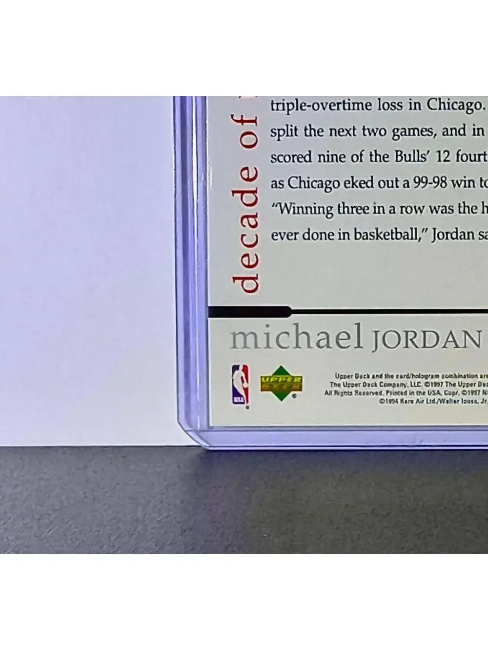 Michael Jordan 1997 Upper Deck Rare Air MJ Decade of Dominance #81 Card Bulls
